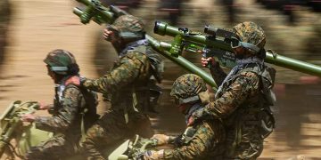 Imagen de militares partidarios del partido político y cuerpo armado libanés chií Hezbolá.