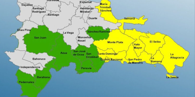 Aumentan a 10 las provincias en alerta amarilla y 8 en verde por lluvias