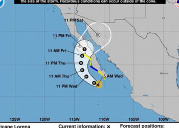 Huracán Lorena se intensifica rumbo a Baja California Sur