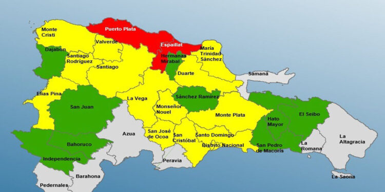 COE eleva alerta roja en Puerto Plata y Espaillat