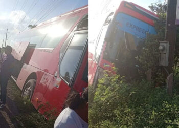 Autobús provoca choque múltiple en autopista Duarte