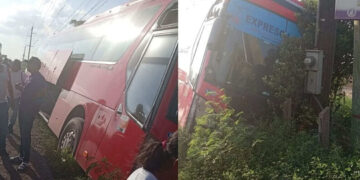 Autobús provoca choque múltiple en autopista Duarte