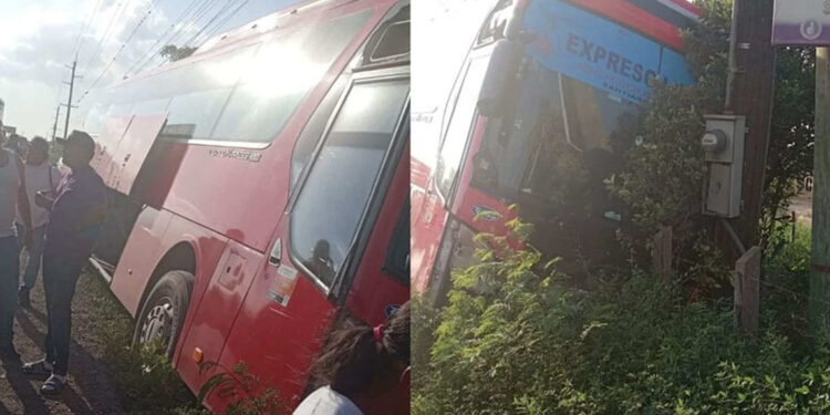 Autobús provoca choque múltiple en autopista Duarte