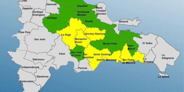 COE eleva alerta amarilla en Gran Santo Domingo y seis provincias